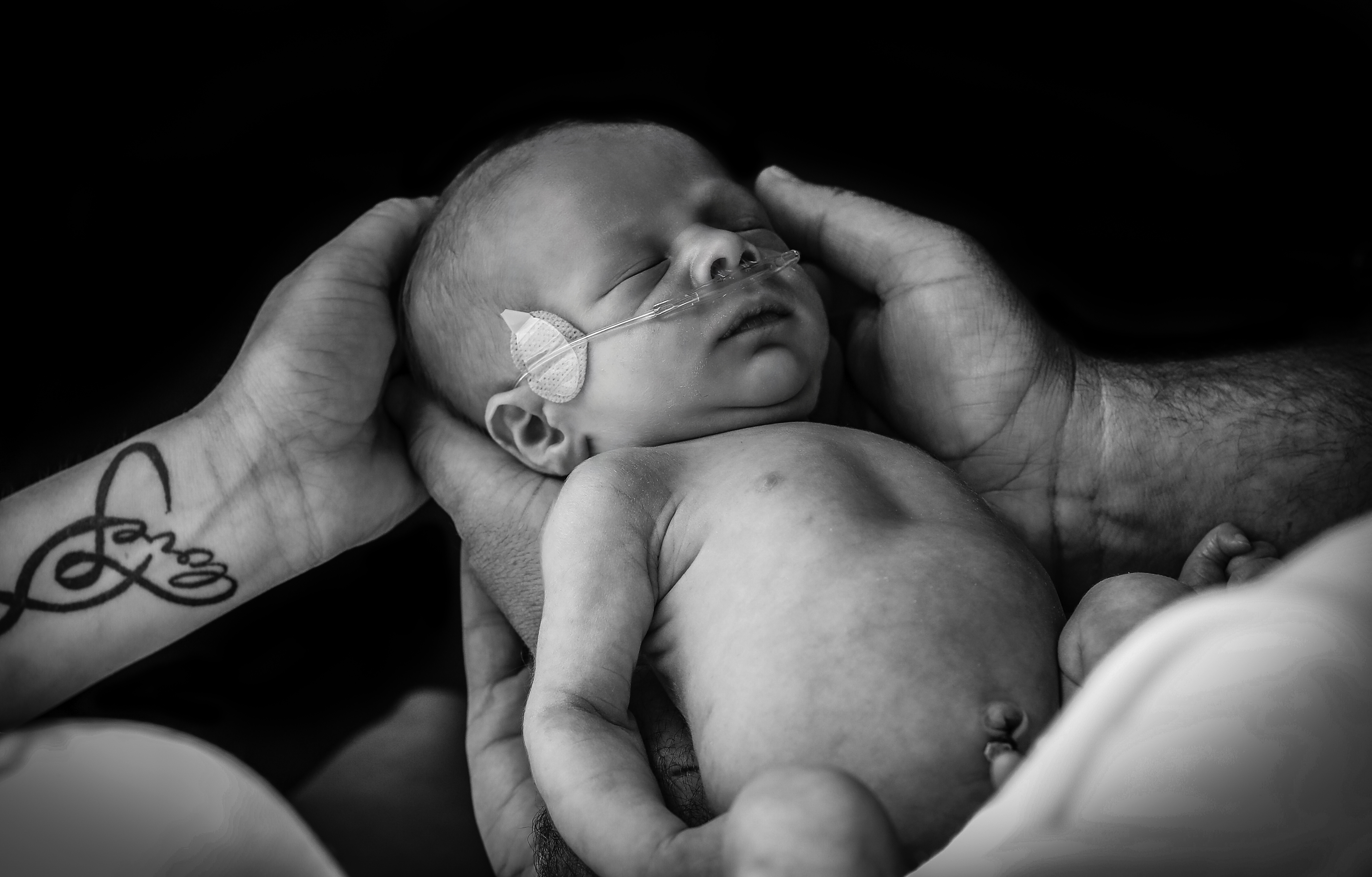 Black and white newborn photography